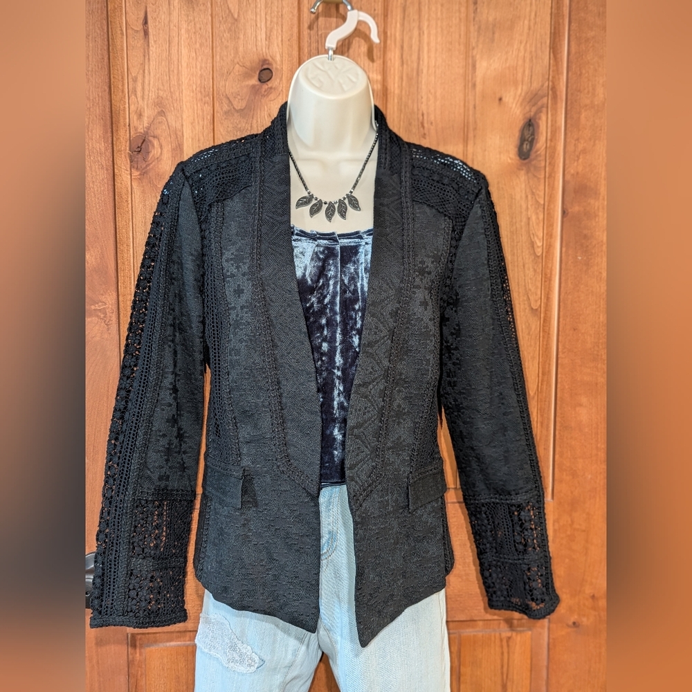 Kobi Halperin Black Blazer with Textural Detailing‎